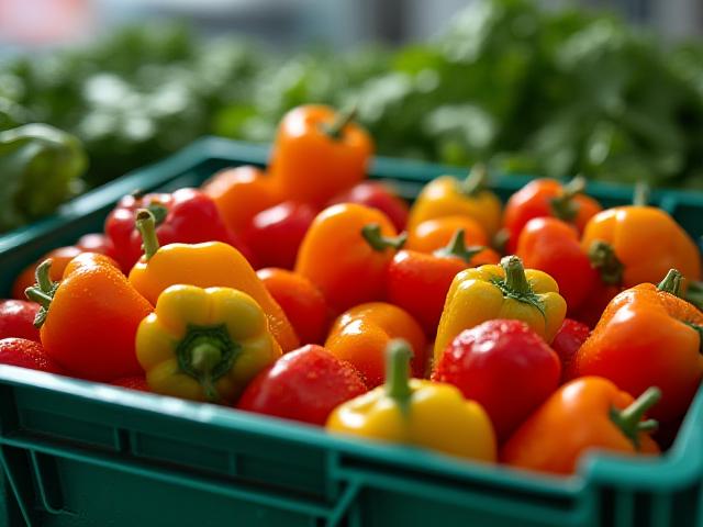 Close-up of fresh commercial produce shipment